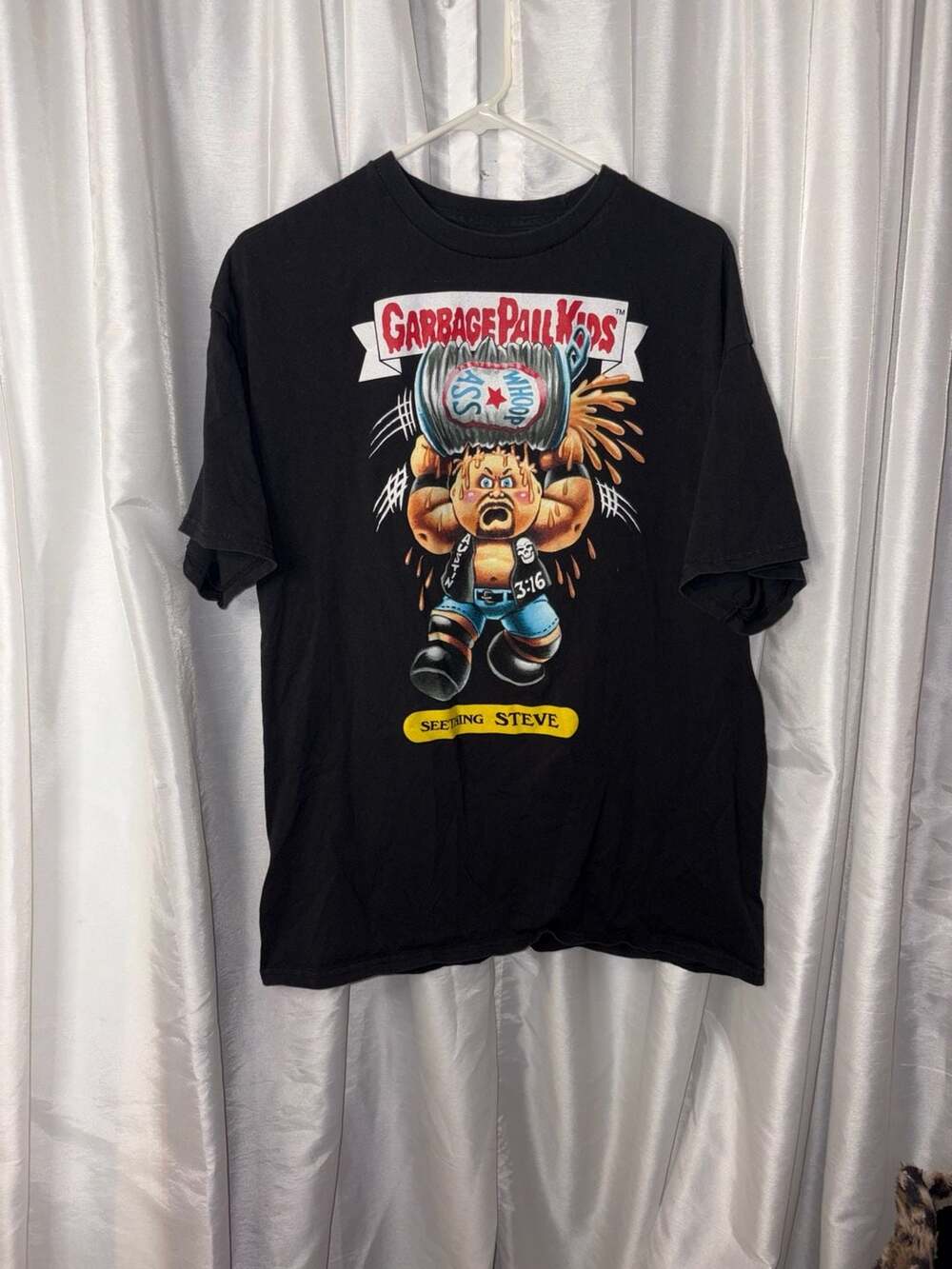 WWE x Garbage Pail Kids Seething Steve Stone Cold Steve Austin T-Shirt XL